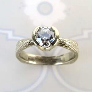 Art Deco antique 12k white gold 1/2 carat ring with apprasial